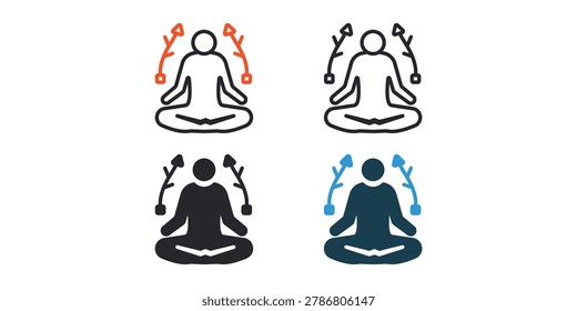 contemplation outline and Flat Style,transparent background