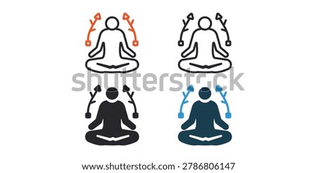 contemplation outline and Flat Style,transparent background