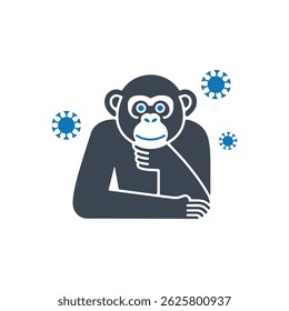 Icono Contemplativo Del Virus Del Mono Aislado Sobre Fondo Blanco