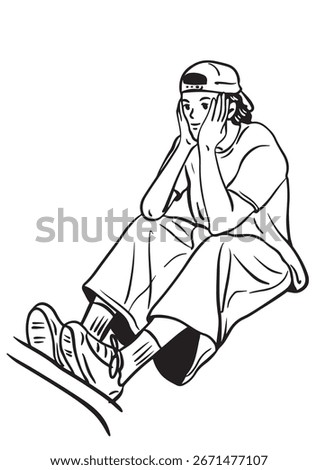 Contemplative Pause: A person sits pensively, hand cradling their face, lost in a moment of deep introspection, capturing the essence of thoughtfulness and introspection