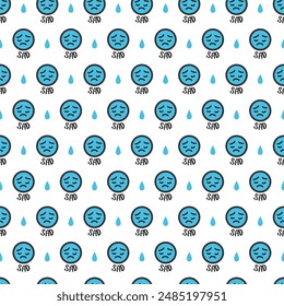 Contemplative Sadness Emotional Turmoil Face Pattern can be use for background, template, and apparel design