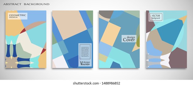 Contemporary abstract art. Colorful geometric background, set of A4 cover.  Header design for flyer, book, info banner frame, title sheet. Modern design. Brochure template layout. Vector illustration