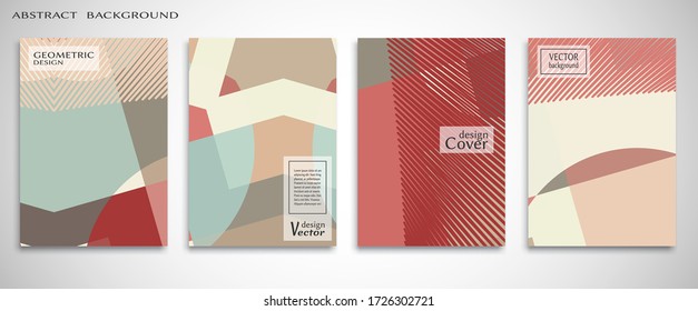 Contemporary abstract art. Colorful geometric background, set of A4 cover.  Header design for flyer, book, info banner frame, title sheet. Modern design. Brochure template layout. Vector illustration