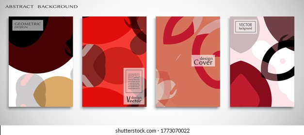 Contemporary abstract art. Colorful geometric background, set of A4 cover.  Header design for flyer, book, info banner frame, title sheet. Modern design. Brochure template layout. Vector illustration