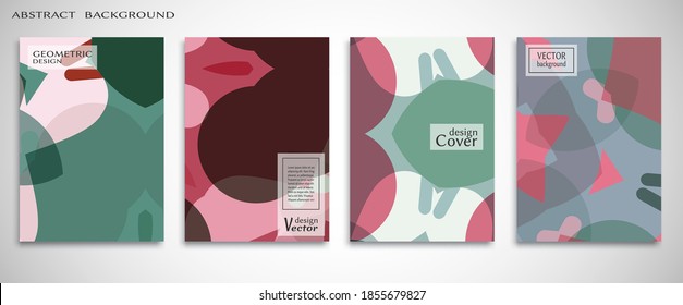 Contemporary abstract art. Colorful geometric background, set of A4 cover.  Header design for flyer, book, info banner frame, title sheet. Modern design. Brochure template layout. Vector illustration