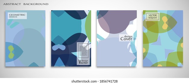 Contemporary abstract art. Colorful geometric background, set of A4 cover.  Header design for flyer, book, info banner frame, title sheet. Modern design. Brochure template layout. Vector illustration