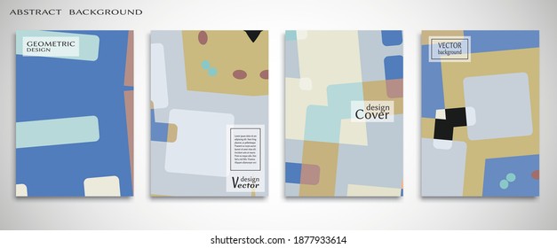 Contemporary abstract art. Colorful geometric background, set of A4 cover.  Header design for flyer, book, info banner frame, title sheet. Modern design. Brochure template layout. Vector illustration