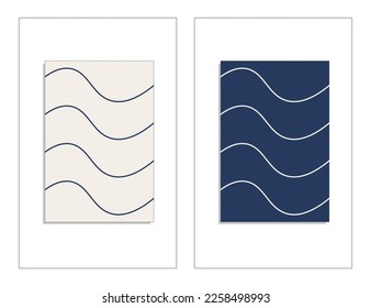 contemporary abstract art; soft lines created in a form of sea waves; print wall art; minimal posters or backgrounds