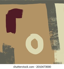 Obra de arte abstracta contemporánea, fondo decorativo. Textura pintada a mano en un estilo moderno de mediados de siglo. Impresión escandinava. Cartel de papel. 