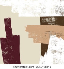 Contemporary abstract artwork, decorative background. Texture hand painted in modern mid-century style. Scandinavian print. Paper poster. 