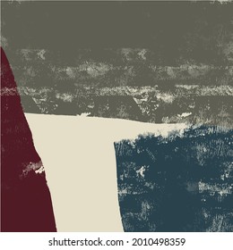 Contemporary abstract artwork, decorative background. Texture hand painted in modern mid-century style. Scandinavian print. Paper poster. 