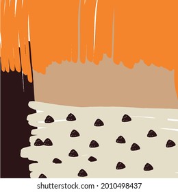 Contemporary abstract artwork, decorative background. Texture hand painted in modern mid-century style. Scandinavian print. Paper poster. 