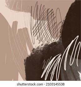 Contemporary abstract artwork, decorative background. Texture hand painted in modern mid-century style. Scandinavian print. Paper poster. 