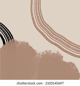 Contemporary abstract artwork, decorative background. Texture hand painted in modern mid-century style. Scandinavian print. Paper poster. 