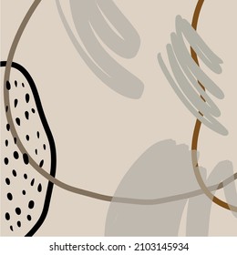 Obra de arte abstracta contemporánea, fondo decorativo. Textura pintada a mano en un estilo moderno de mediados de siglo. Impresión escandinava. Cartel de papel. 