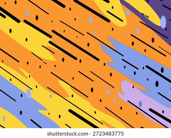 Fondo abstracto contemporáneo compuesto de líneas inclinadas y Formas de puntos en colores contrastantes en naranja, ilustración de fondo gráfico con patrones diagonales energéticos