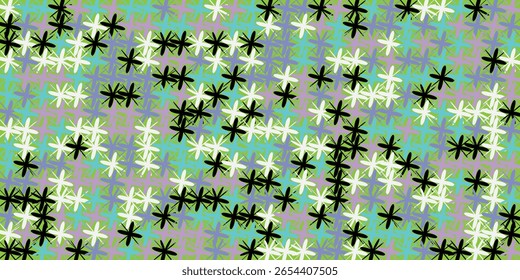fundo abstrato contemporâneo com um arranjo denso e texturizado de pequenas formas de cruz ou asterisco em uma mistura vibrante de azul claro, roxo e preto.