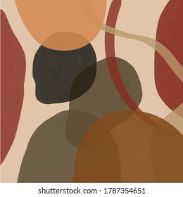 Contemporary abstract background with shapes and scribble. Abstract minimalist poster for home decor. 
