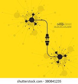 Contemporary Abstract background with wire plug and socket. Concept connection, disconnection, electricity. 