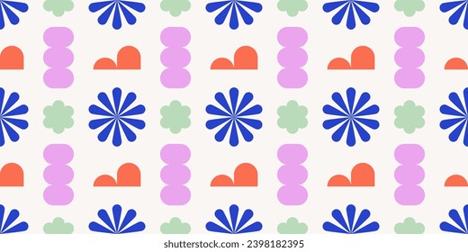Contemporary abstract colorful seamless pattern. Modern geometric shapes pattern