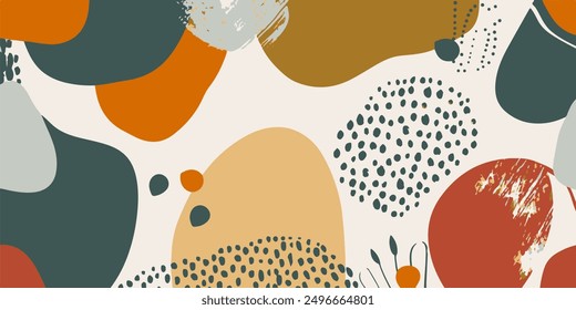 A contemporary abstract composition featuring colorful rounded shapes, depicted in a flat, simple, and minimalist vector illustration style.