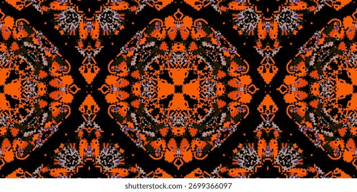 Patrón Abstractas contemporáneo del bordado, fondo inconsútil. Fondo de lujo Abstractas oscuro, empaquetado o patrón textil. Textura geométrica Abstractas del caleidoscopio del mosaico.