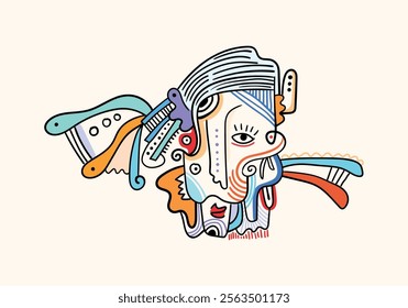 Contemporary abstract face. Cubism art. Decor Printable Art, Abstract Art Prints, Modern Wall Art.