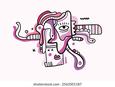 Contemporary abstract face. Cubism art. Decor Printable Art, Abstract Art Prints, Modern Wall Art.
