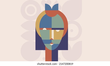 Contemporary abstract face, great design for any purposes. Vector illustration design. Art collection. Abstract modern line background. 