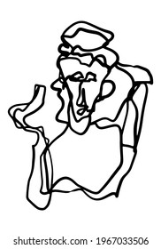 Contemporary abstract female face. Minimalistic elegant woman portrait. Hand drawn vector illustration. Continuous line drawing isolated on white. Modern style element for design, card, prints, decor.