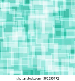 Contemporary abstract geometric background consisting of mixed squares. In turquoise. Useful as an element of a graphical design.