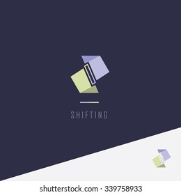 Contemporary abstract geometric logo element for corporate business visual identity. Transformable, shifting, adjustable company concept theme.