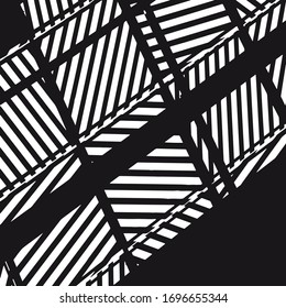 Contemporary abstract geometric scarf pattern in black and white. Modern isolated print. Stylish extracted fashion square. Unique seperate monochrome vector. Distinct artistic shawl.