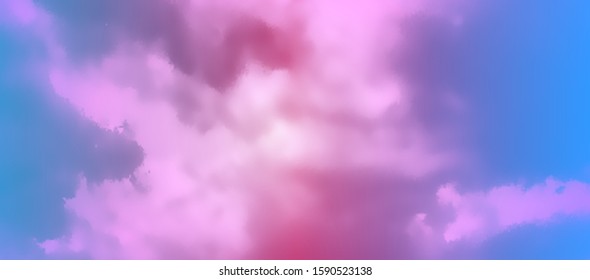 Contemporary Abstract Gradient Sky Background. Vivid Colored Realistic Vector Clouds