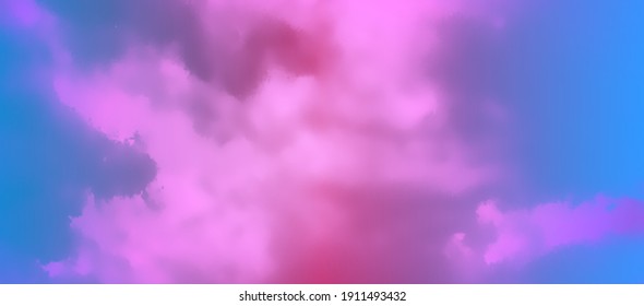 Contemporary Abstract Gradient Sky Background. Vivid Colored Realistic Vector Clouds