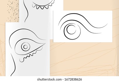 Zeitgenössischer abstrakter Mann Gesicht stetigen eine Linie Zeichnung. Moderne Wall-Kunstdrucke oder Poster mit Schattenüberlagerungen. Handgezeichnetes Portrait auf organischen Farbsportarten und Linien. Vorlage für künstlerische Karten.