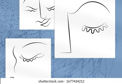 Contemporary abstract man face continuous one line drawing. Modern Wall Art print or poster mock up with shadow overlay. Hand drawn portrait on organic color sports and lines. Artistic card  template.