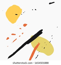 Contemporary abstract minimalistic pattern with stripes, geometric shapes and paint stroke immitation. Bauhaus minimalism abstraction for package design, wrapping paper, textile, fabric prints.