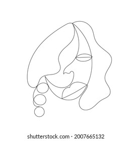 Contemporary abstract one line face drawing. Decor Printable Art, Abstract Art Prints, House Warming Gift. Cubism face. 