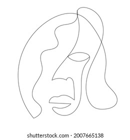 Dibujo abstracto contemporáneo de una línea en la cara. Decoración De Arte Imprimible, Pinturas De Arte Abstracto, Regalo De Calentamiento De Casa. Cara de cubismo. 