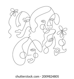 Contemporary abstract one line face drawing. Decor Printable Art, Abstract Art Prints, House Warming Gift. Cubism face. 