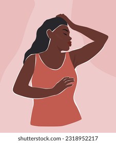 Contemporary abstract portrait of a woman in summer clothes with a perfect body. Vector graphics.