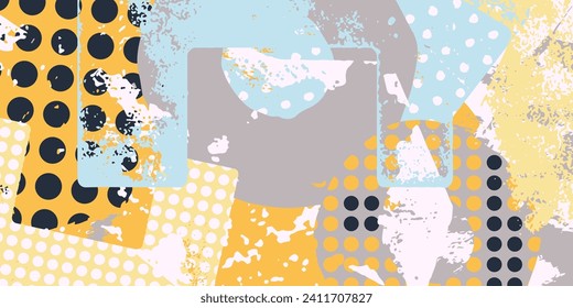 Impresión abstracta contemporánea, cabecera, fondo, patrón con diferentes formas y texturas. Ilustración del vector