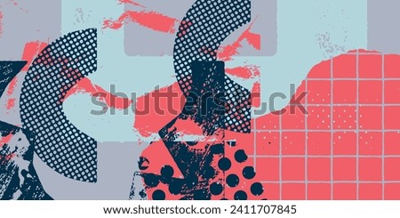 Contemporary abstract print, header, background, pattern with different shapes and textures. Vector illustration