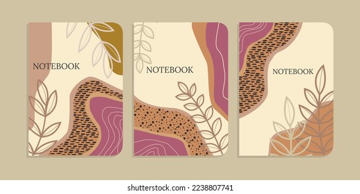 Plantillas de portada de fondo universal abstractas contemporáneas. Estética minimalista. diseño de ornamento de hoja dibujado a mano