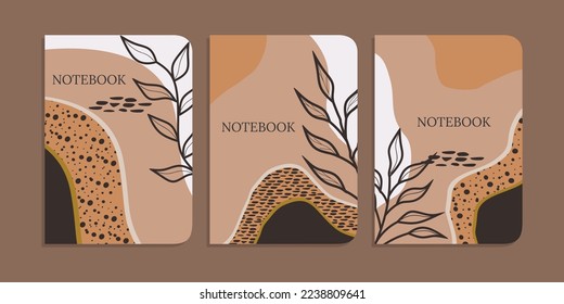 Contemporary abstract universal background cover templates. Minimalist aesthetic. hand drawn leaf ornament design