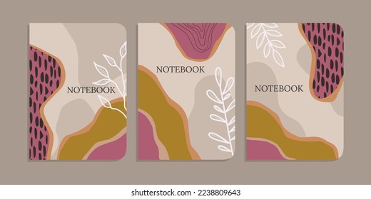 Contemporary abstract universal background cover templates. Minimalist aesthetic. hand drawn leaf ornament design