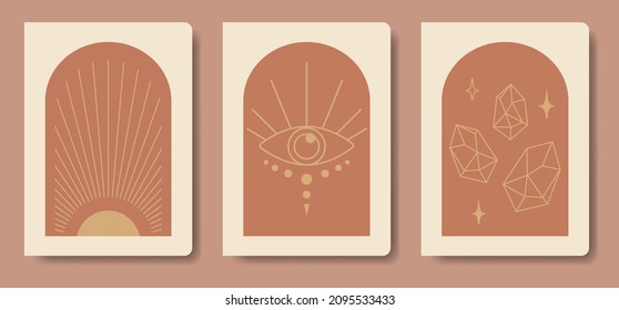 Contemporary abstract universal background templates. Minimalist aesthetic esoteric elements. Applicable for planner and notebooks, a5 page set