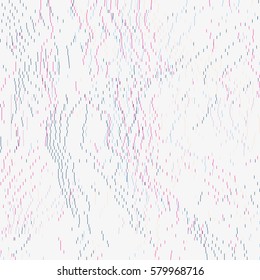 Contemporary abstract vector background. Fluctuations of glitched digital data. Illustration in soft colors. Array of short dashes. Element of design.