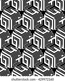 Contemporary abstract vector endless background, three-dimensional repeated pattern. Decorative graphic entwine ornament.